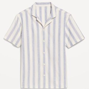Men's Striped Short Sleeve Shirt - Blue and White